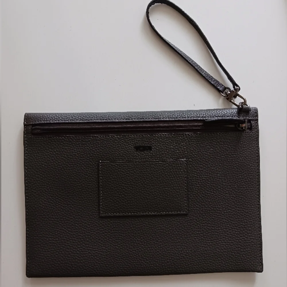 TUMI gray leather wristlet 11" x 7.5" - Picture 5 of 10
